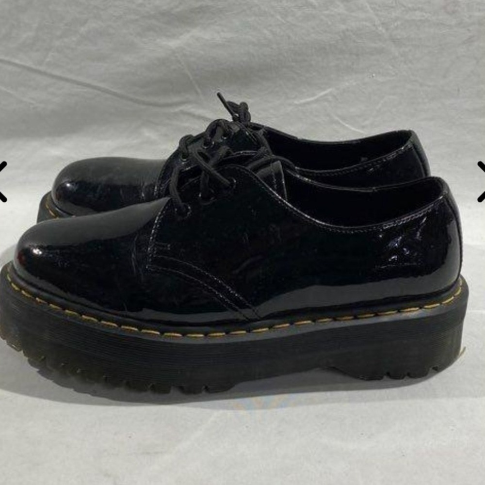 Dr Martens 1461 Quad Black Patent Leather Platform Oxford Shoes Mens 10